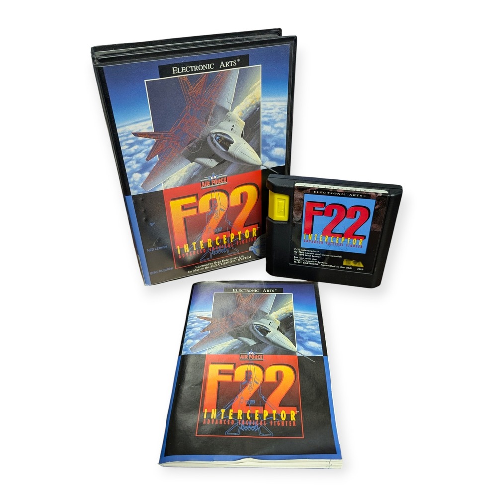 F-22 Interceptor Sega Genesis Game Electronic Arts CIB 1991 Flight Sim 7015‎
